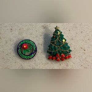 Two green vintage pins …